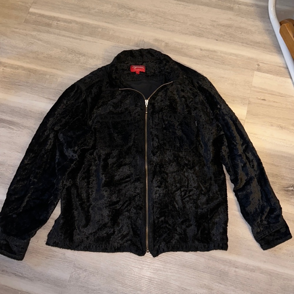 Men’s Supreme Dusty Black Velour Zip Up